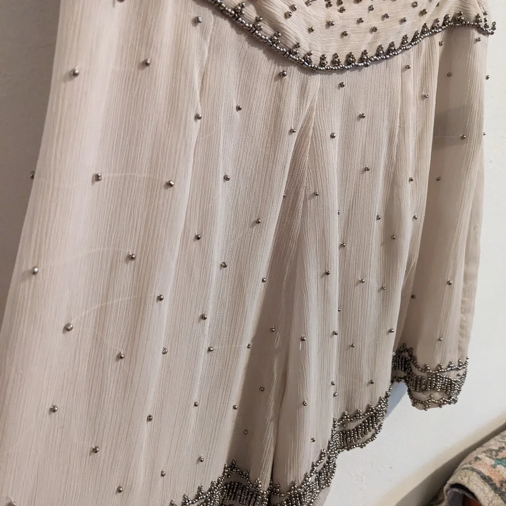 Y2K Beaded Chiffon Gypsy Flapper Shorts XS Ecote Anthro Vintage